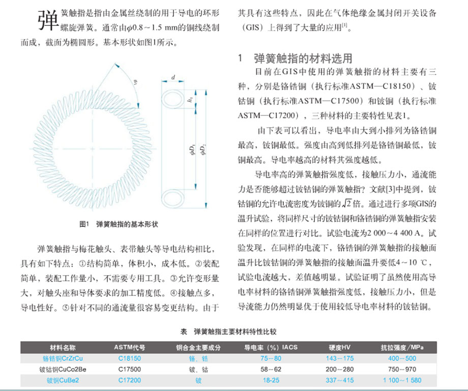 彈簧觸指在GIS中的應(yīng)用1